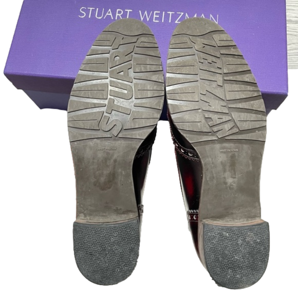 Stuart Weitzman Patent Leather Oxford Loafers Burgundy Size 6 - Picture 5 of 12